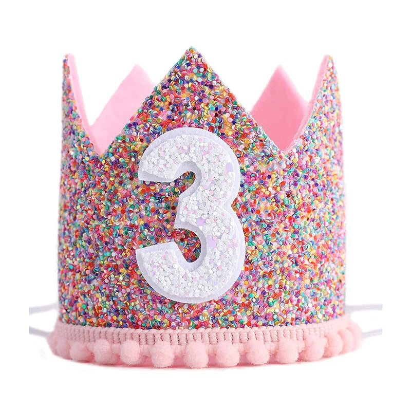 Birthday Party Hats Half Year Old Birthday Cap Baby Shower Princess Crown 1st 2nd 3rd 4th Year Old Number Kids Birthday Headband - Big Tim's Magic Emporium