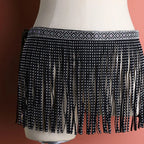 Dazzling Rhinestone Tassel Belly Dance Hip Skirt & Fringe Wrap Belt