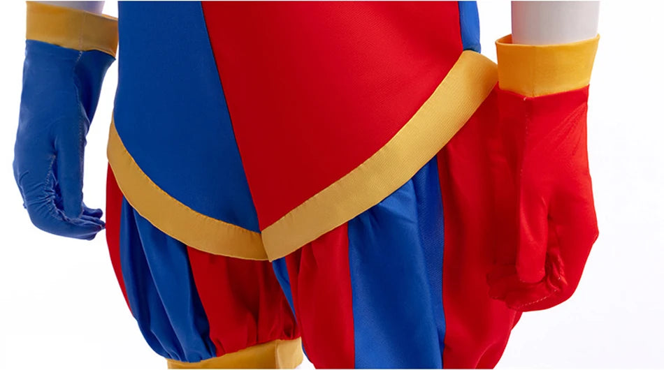Boys Girls Clown Cosplay Costume Kids Pom Pom Jester Outfit for Halloween Carnival Show - Big Tim's Magic Emporium