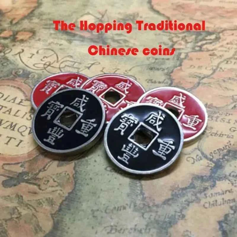 The Hopping Traditional Chinese Coins Magic Tricks Magician Close Up Gimmick Illusions Props Mentalism Coin Appear Vanish Magia