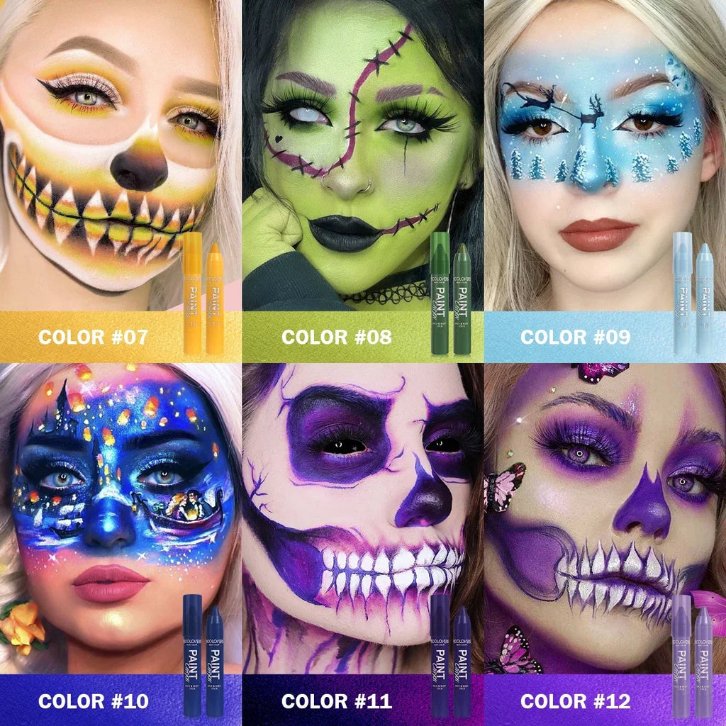 1PC Face and Body Paint Sticks - Sweatproof,  Long-lasting, Matte Finish, Multi-color Suitable for Parties
