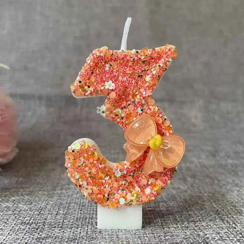 Birthday Candle Bow Orange Creative Ceremony Surprise Digital Decoration Candle Flower Style