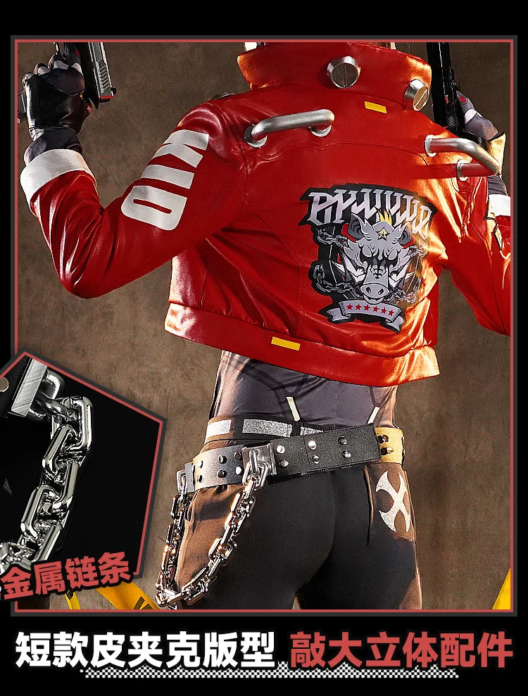 Billy Kid Cosplay Costume Face Cover Lighted Mask Game Zenless Zone Zero Cunning Hares Leather Uniform Halloween Party Men - Big Tim's Magic Emporium