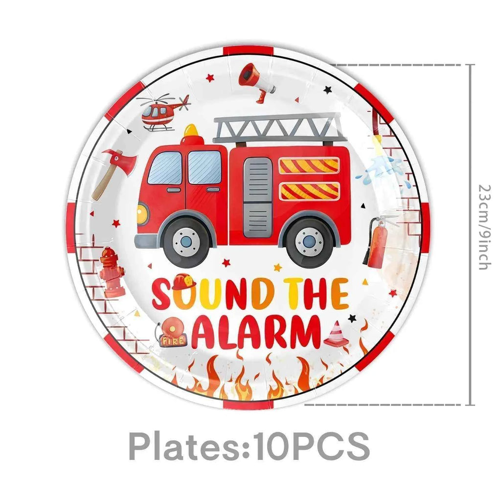 Fireman Birthday Party Supplies Firefighter Helmet Fire Hydrant Straws Cups with Lids Extinguisher Squirt Toys Fire Favors