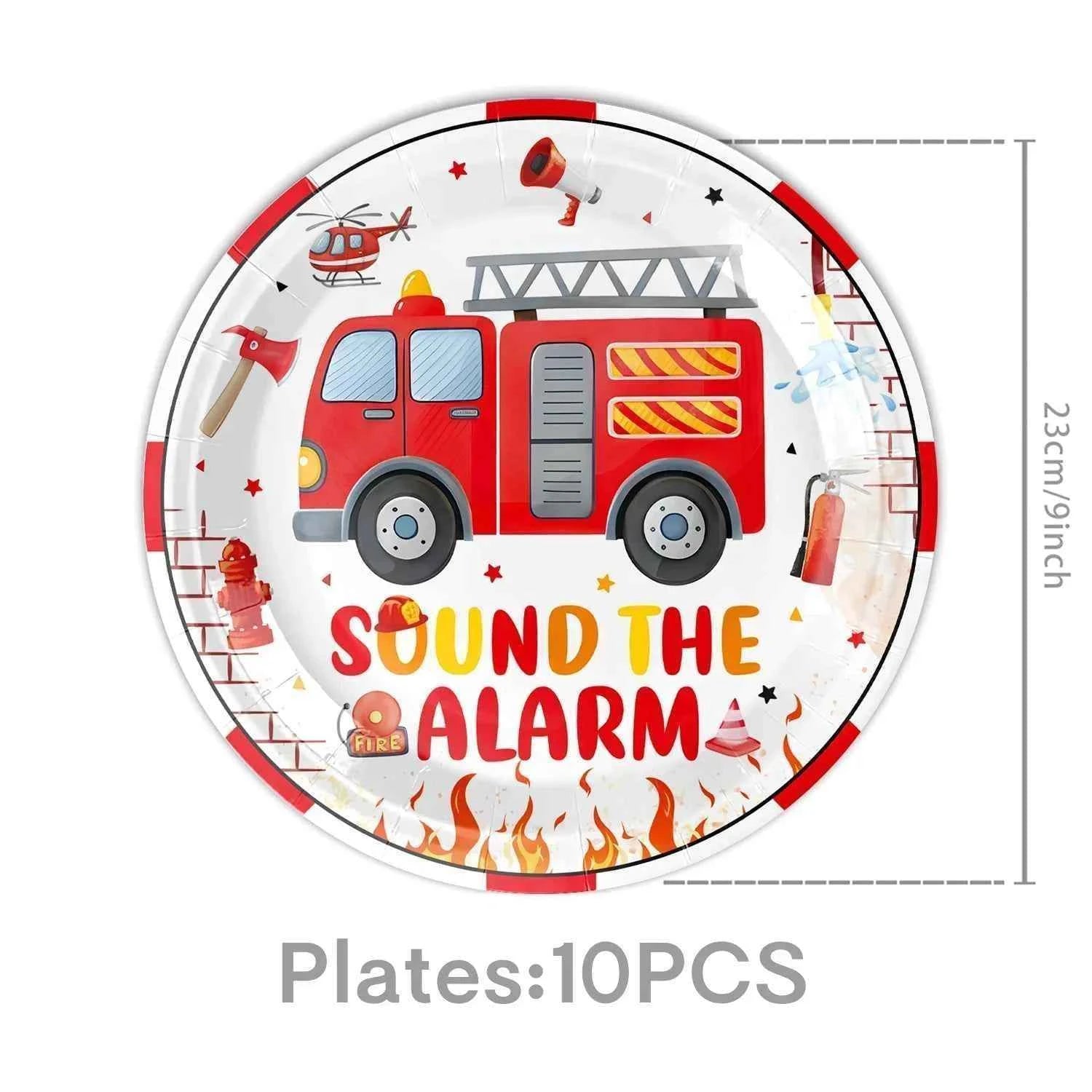 Fireman Birthday Party Supplies Firefighter Helmet Fire Hydrant Straws Cups with Lids Extinguisher Squirt Toys Fire Favors