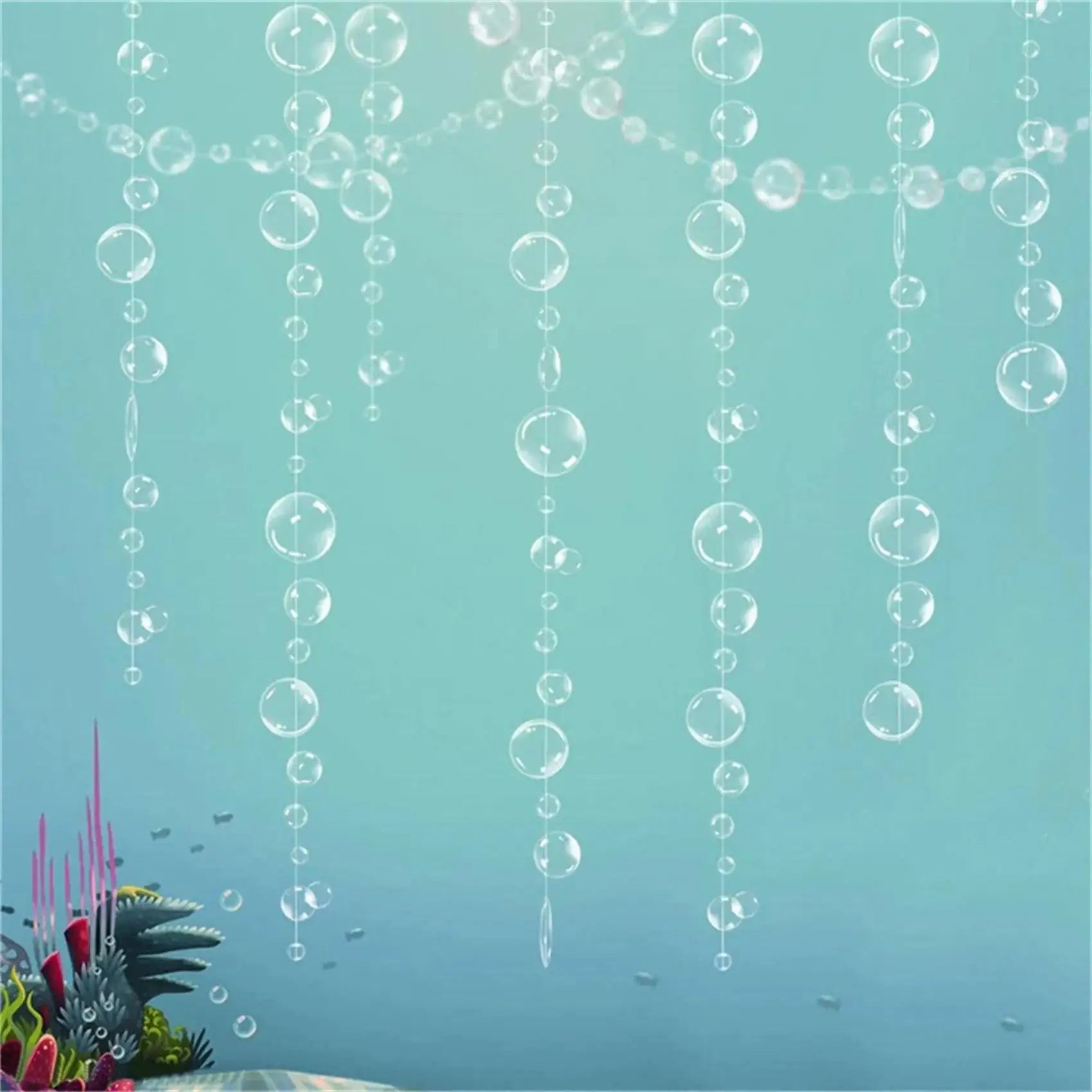 Practical Under The Sea Party Decorations Colorful Bubble Garlands Ocean Themed Circle Hanging Banner Mermaid Birthday Favor