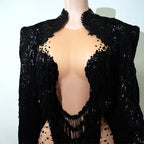 Rhinestone Tassel Fringe Jacket And Dress Costume Set