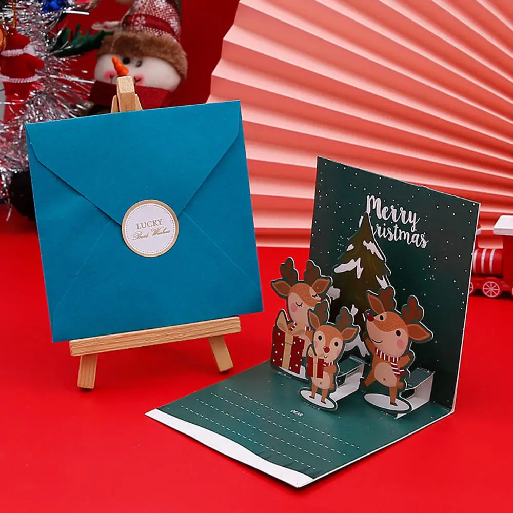 Happy Birthday Card Christmas Gift Card 3d Birthday Cake Pop-Up Greeting  with Envelope Christmas Invitation Cards for Kids