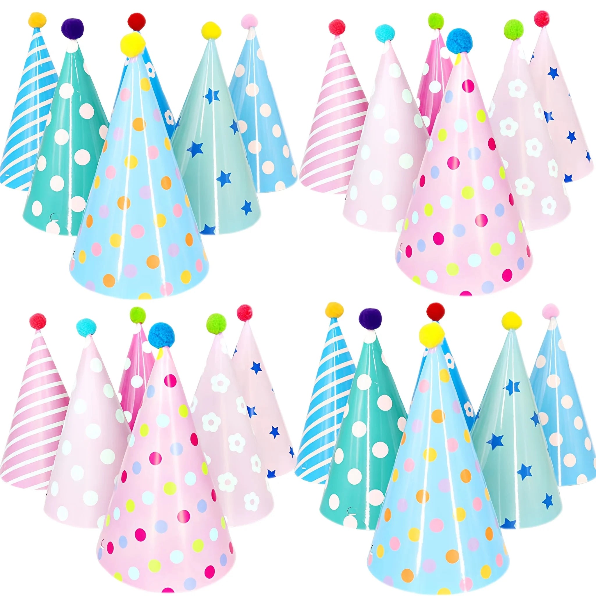 12/24PCS Colorful Party Paper Hats For Birthday Wedding Anniversary Generaling Party Paper Hats Party Selfie Decoration - Big Tim's Magic Emporium