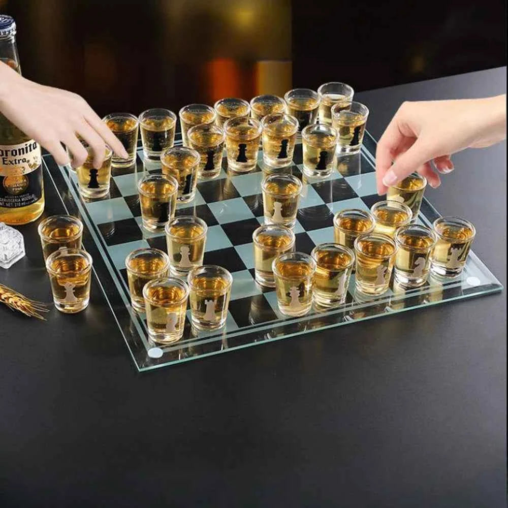 Bar Drinking Games Chess Game Set 35x35cm Party Favor With 32 Game Glasses Bar Entertainment Supplies