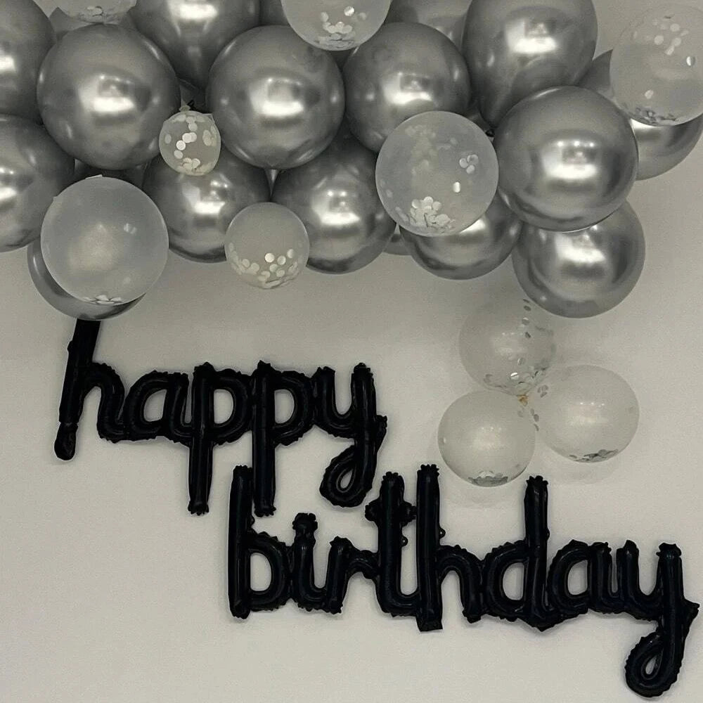2pcs/Pack Black Pink Happy Birthday Balloons Aluminum Foil Party Decorations DIY Home Accessories for Birthday Celebrations