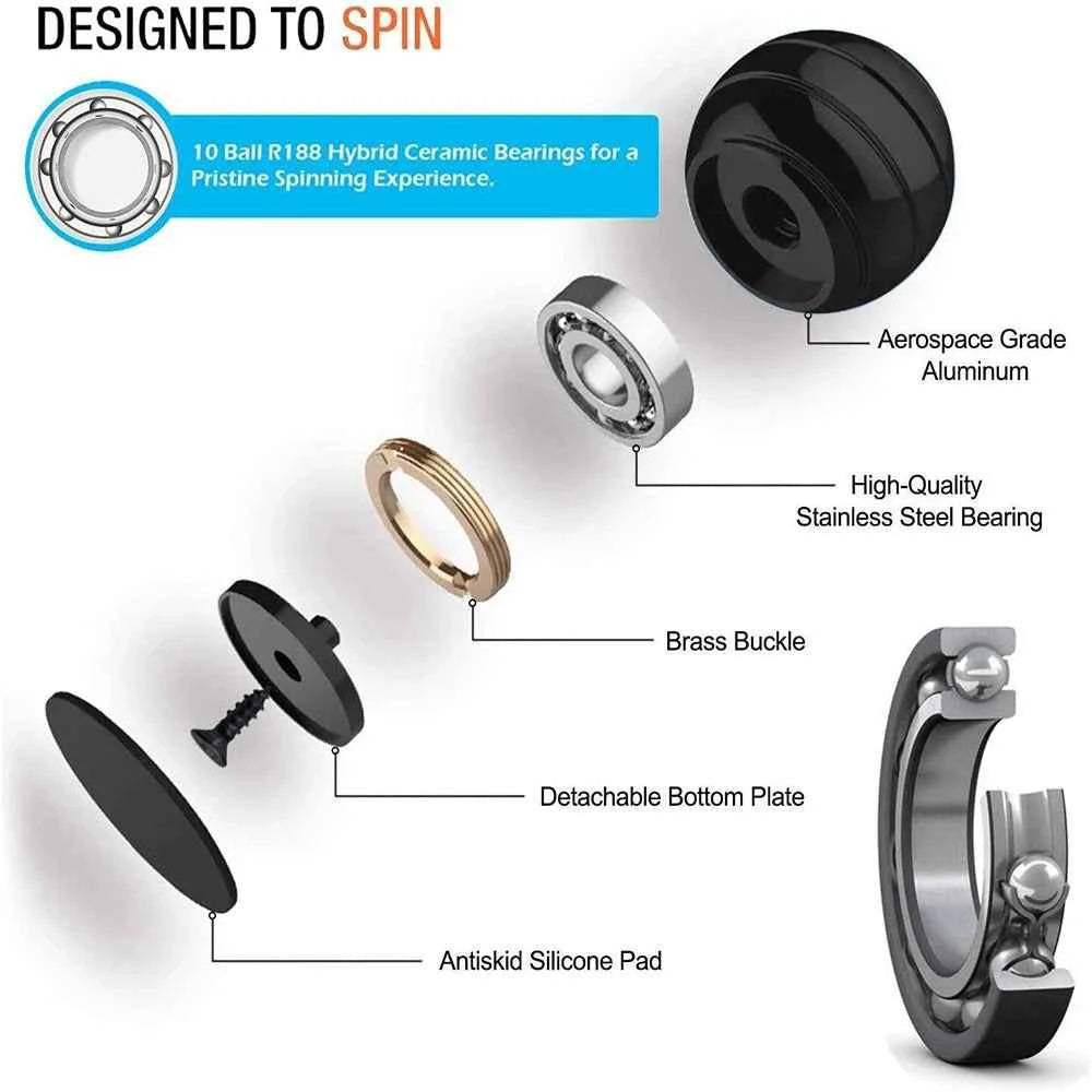 Metal Spherical Gyroscope Optical Illusion Fidget Toy Portable Desk Stress Relief Hypnosis Finger Spinner Gift for Adults Kids