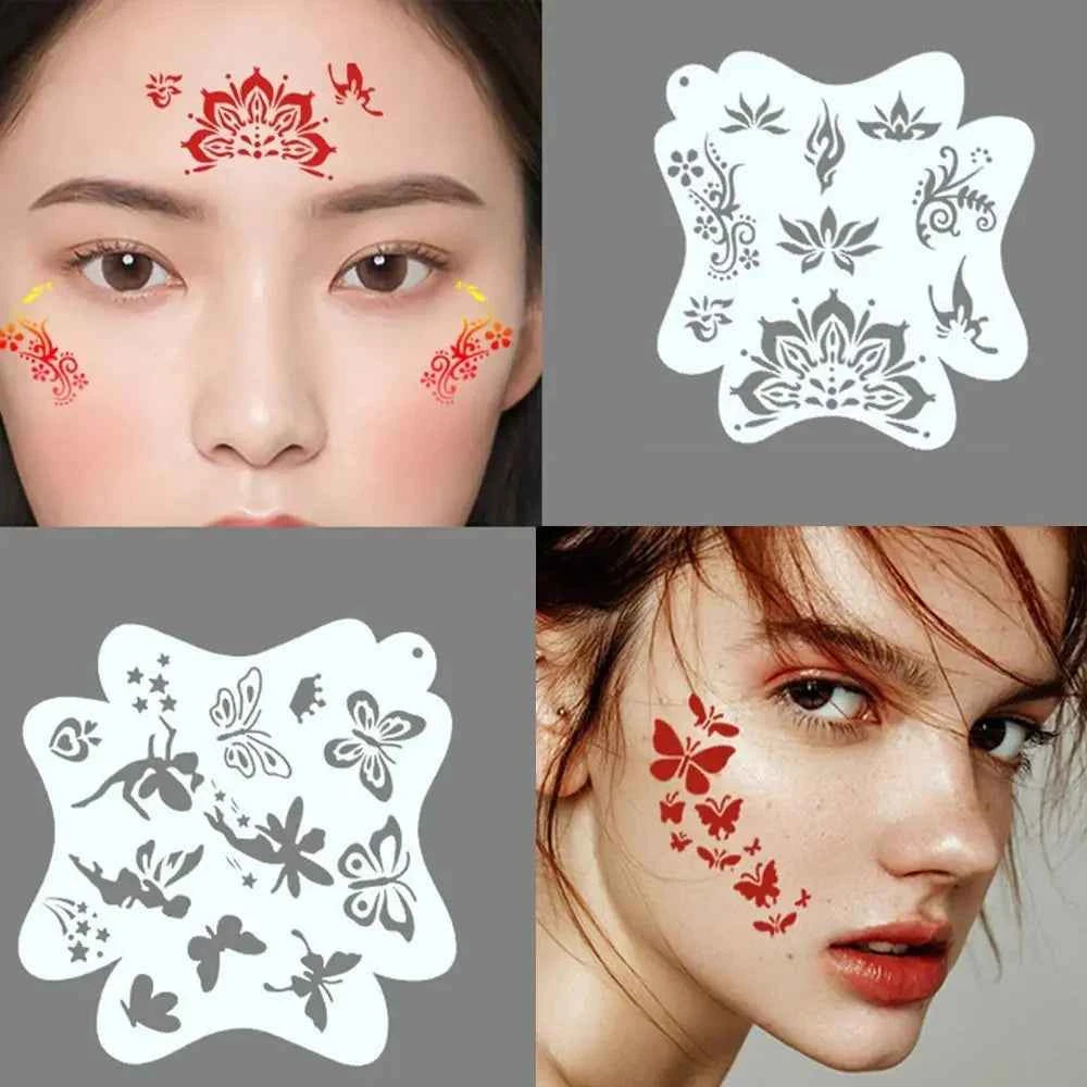 Face Paint Stencils Professional Body Art Paint Stencils Reusable for Adults Kids Easily Use Templates for Parties Makeup Tools