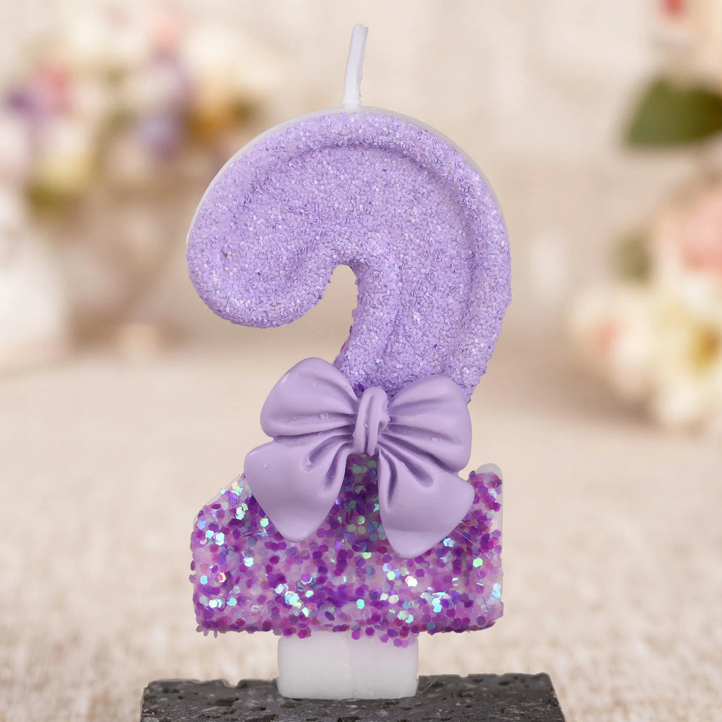 Digital candle purple bow birthday cake party candle birthday digital candle dinner candle