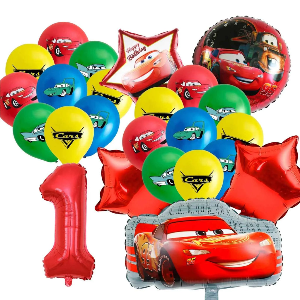 Car-Themed Cartoon Birthday Party Balloon Decoration Package Latex Balloons and Extra-Large Foil Balloons for Birthday Party