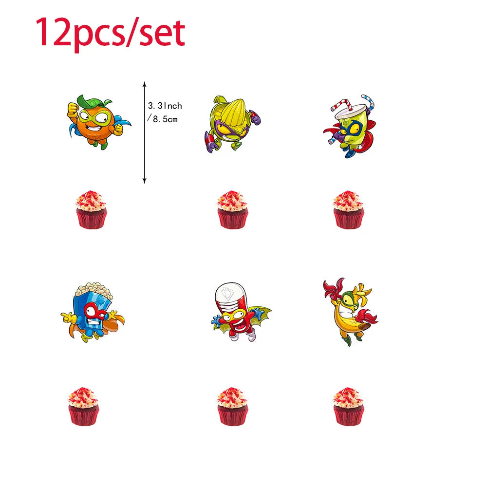 Superzings Birthday Party Decoration Balloon Banner Cake Topper SuperthingsTableware Birthday Party Supplies Baby Shower