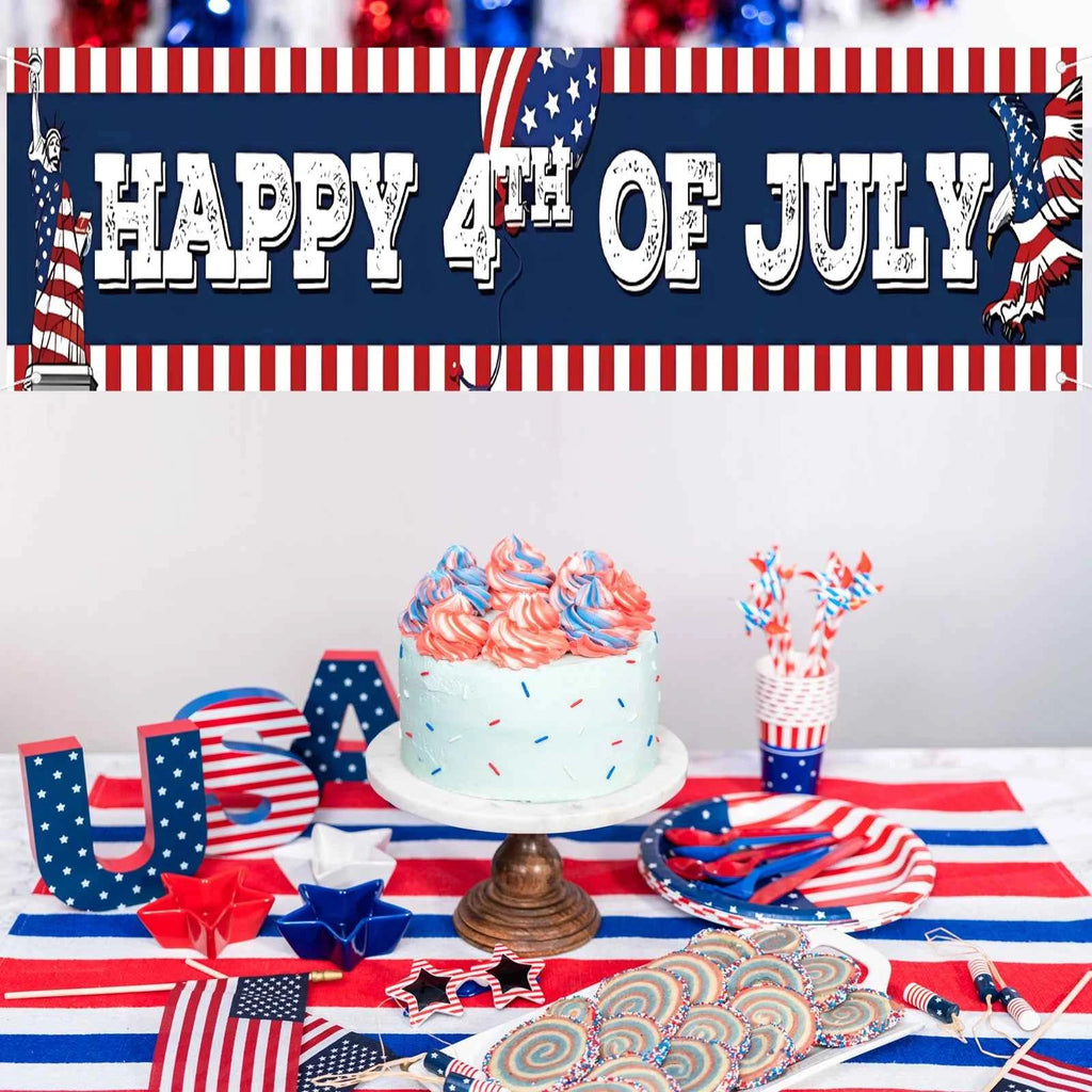 Happy 4th of July Banner, America Independence Day Banner,July 4th Decorations for Outside | 4th of July Party Decorations