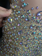 Women's Rhinestone Mesh Jumpsuit | Sheer Party & Stage Outfit