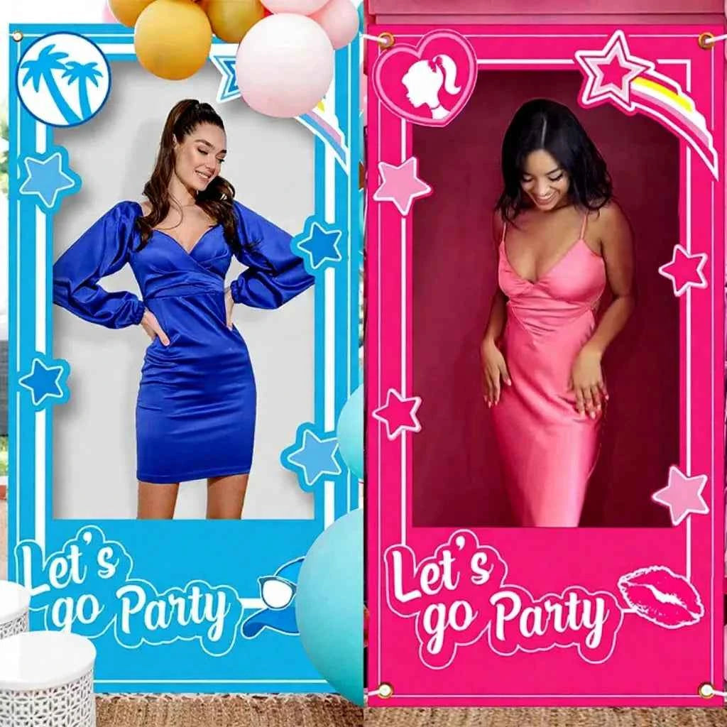 1pc Birthday Party Decoration Blue Pink Photo Booth Props Party For Girls And Boys Birthday Bridal Shower Party Photo Stand
