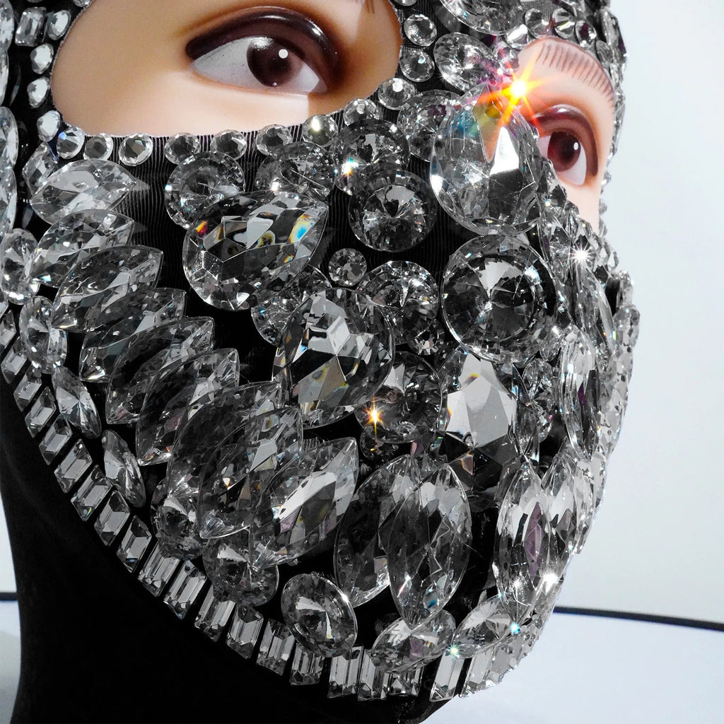 Super Shiny Rhinestone Full Face Headwear Mask