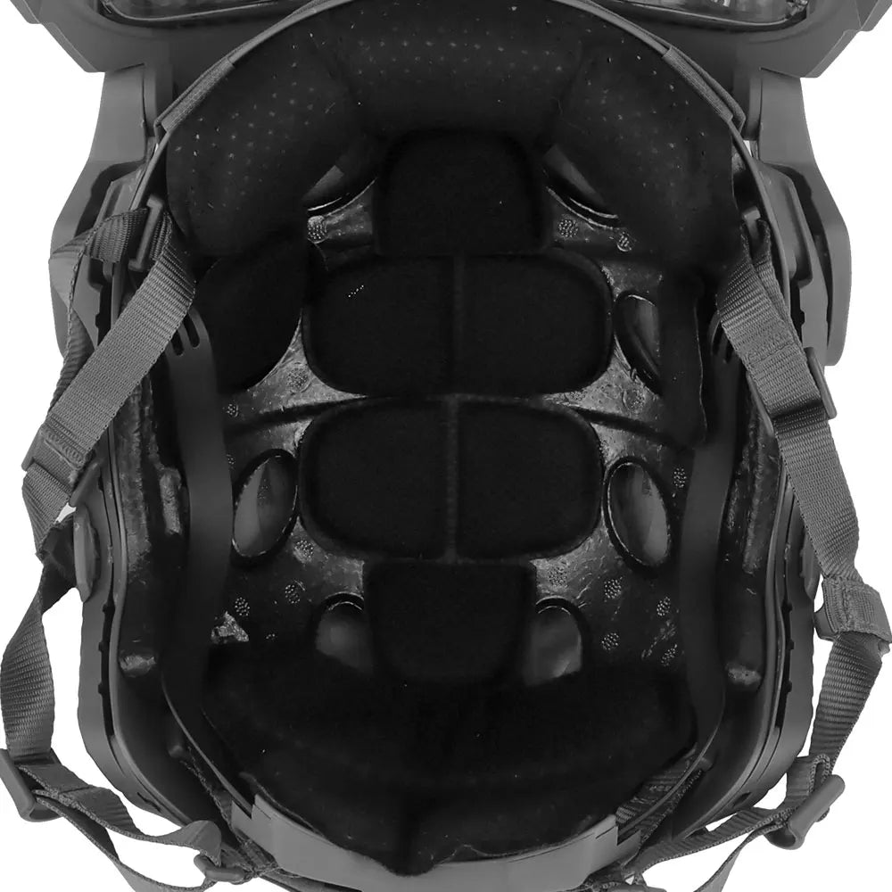 Tactical FAST Helmet Half Face Mask With Flip Goggles Black/Clear 2Pcs Lenses for Hunting Airsoft CS Game Paintball Mask Gear - Big Tim's Magic Emporium