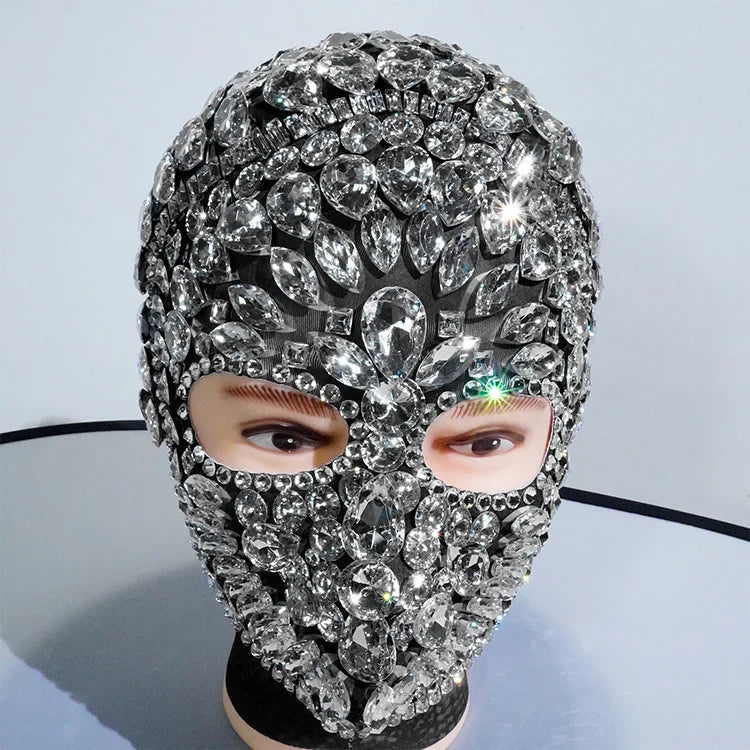 Super Shiny Rhinestone Full Face Headwear Mask