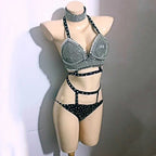Rhinestone Crystal Bikini Stage Costume for Women | DJ & Dancewear