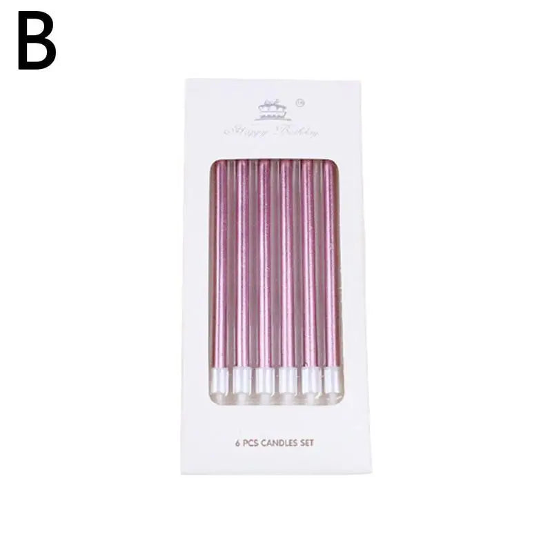 6pcs/Kit Birthday Cake Candles Gold Silver Candles Cupcake Decoration Baby Shower Wedding Party Decorative Candle Toppers