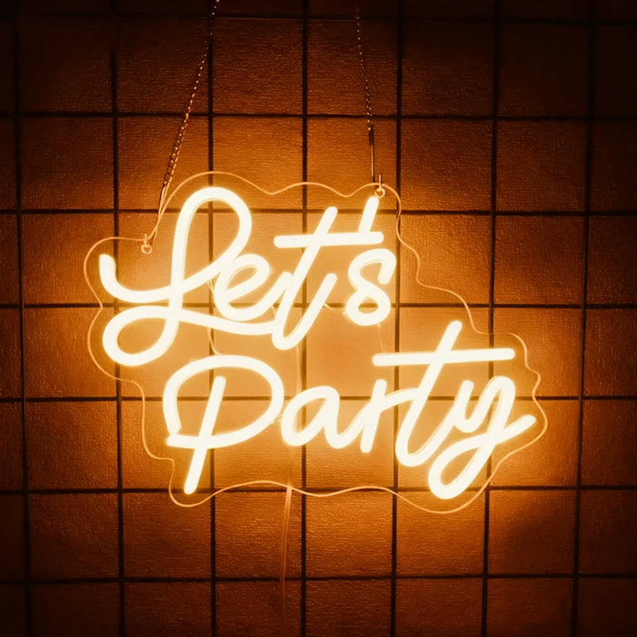 Let's Party Neon Sign for Wall Decor,LED Lights for Bachelorette Party, Engagement Party, Birthday Party,Gamer Room Decor - Big Tim's Magic Emporium