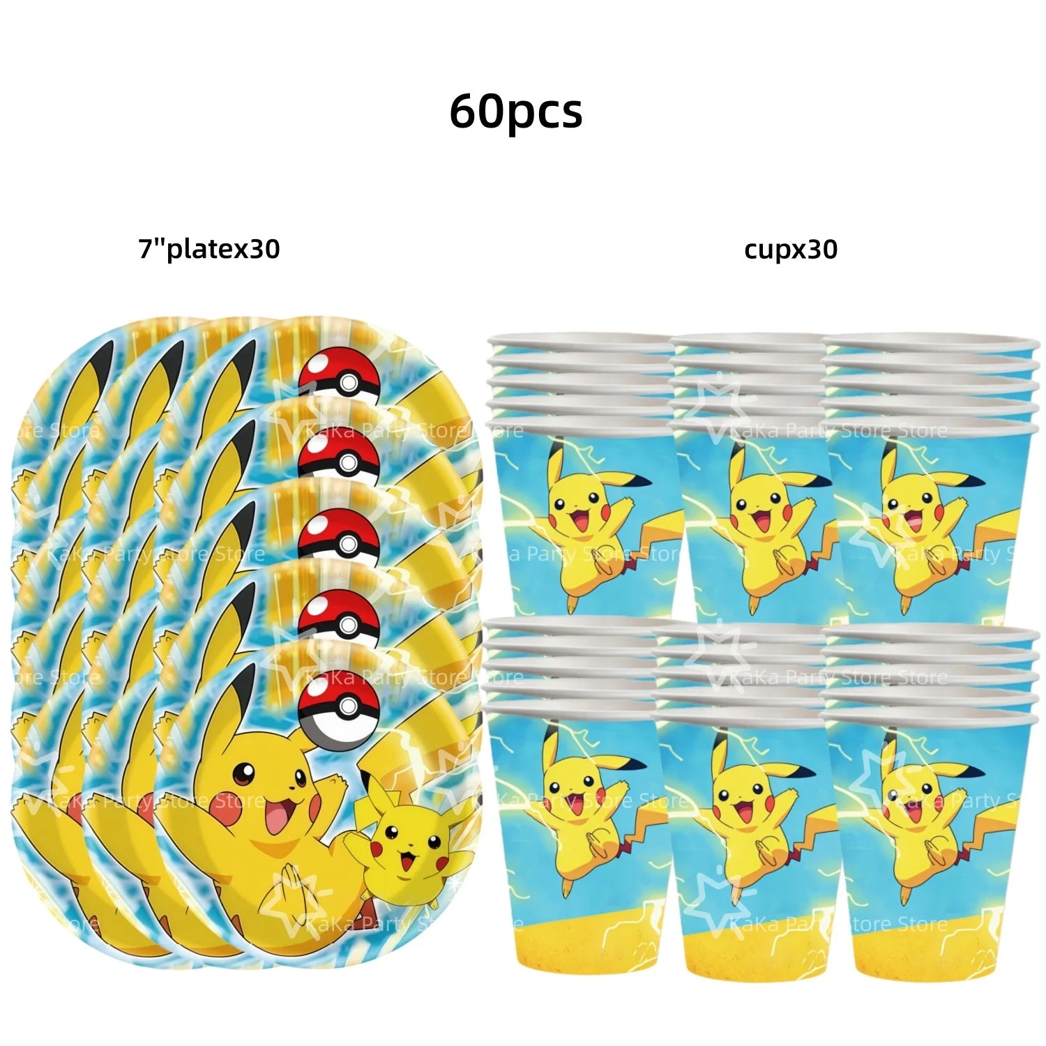 30people Pokemon Party Birthday Decoration Set Pokemon Party Plates and Cup Pikachu Paper Cup Pikachu Party Favours Supplies - Big Tim's Magic Emporium
