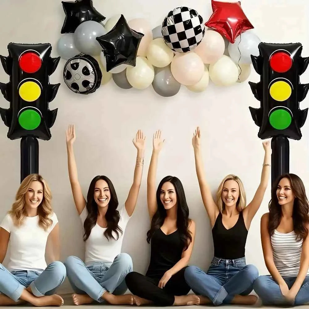 1 59-inch Inflatable PVC Traffic Light Balloon Racing Birthday Party Decor Traffic Light Balloon Vehicle Birthday Party Supplies