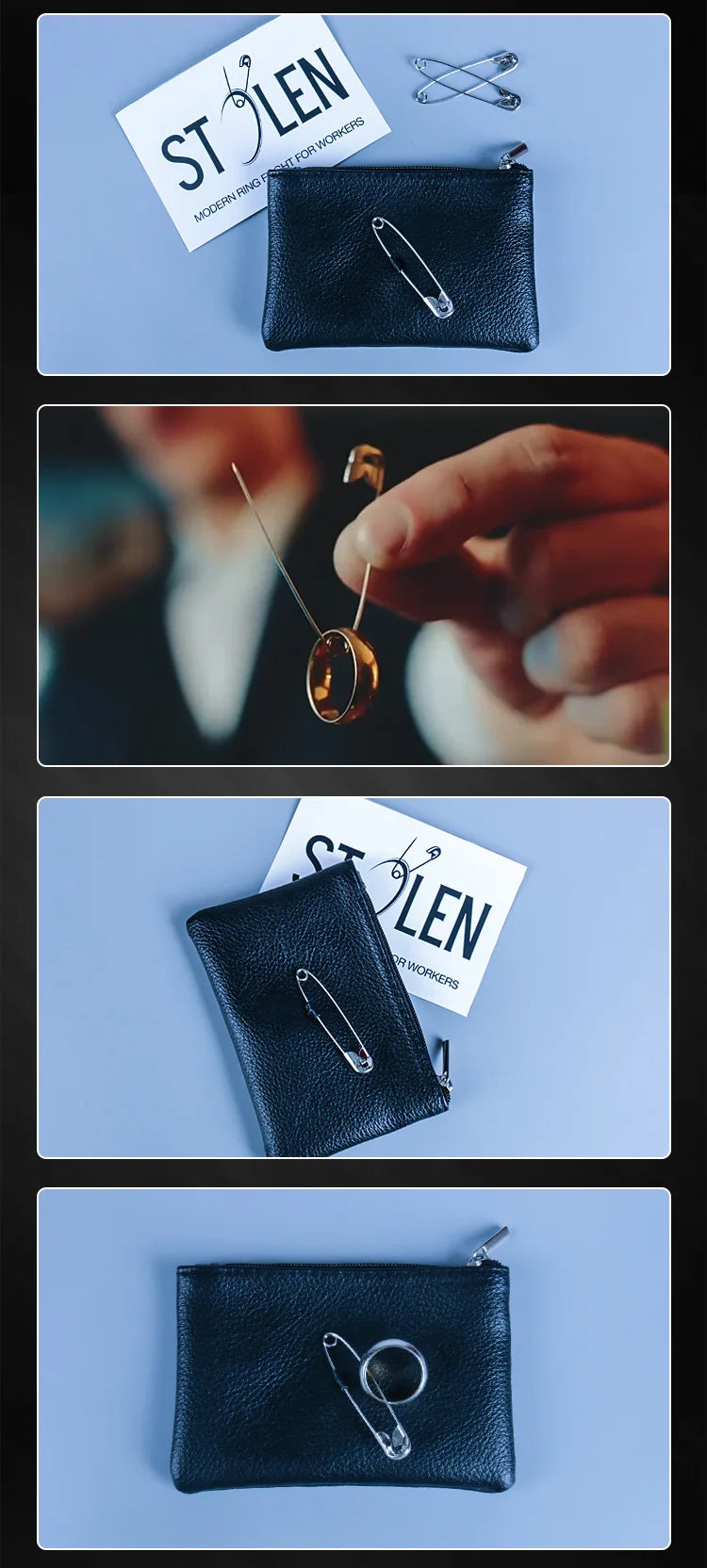 The Prop Ring Pin Disappears and Shifts Stolen Pin Illusion Close-up Visualization of the Black Pool Gimmicks magic tricks