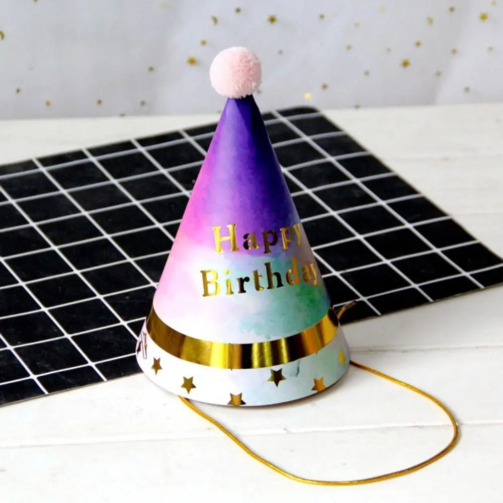 Happy Birthday Party Hats DIY Handmade Cap Crown Baby Shower Decoration Boy Girl Birthday Party Photo Props
