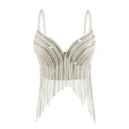 Rhinestone & Bead Tassel Push-Up Underwire Bustier Crop Top