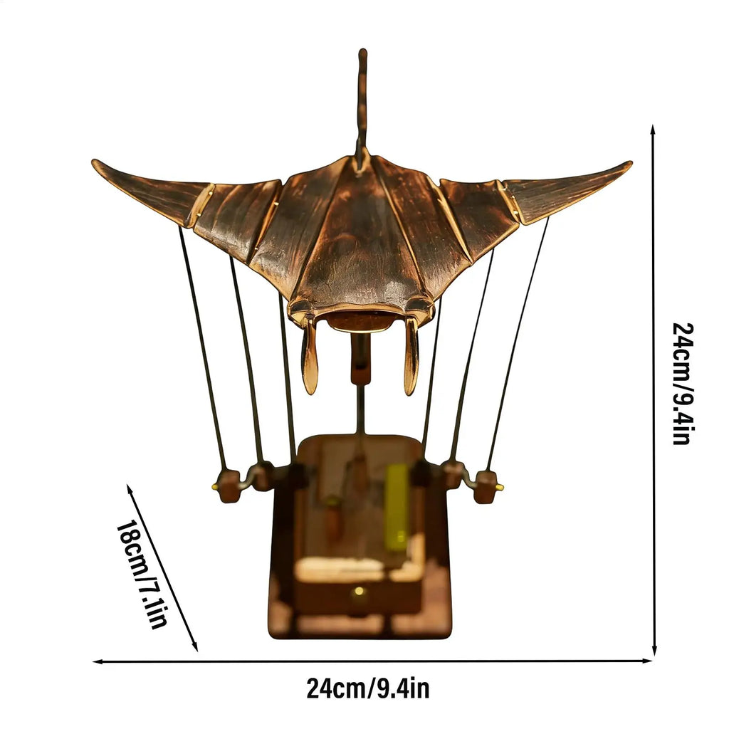 Artisan Wooden Manta Ray Automaton Handcrafted Mechanical Ocean Animal Ornaments Hand-Cranked Kinetices DIY Puzzle Decoration