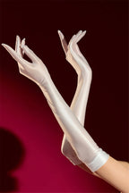Oil Glossy Satin Smooth Five-Finger Long Elbow Gloves High-Stretch Luxury Evening Gloves