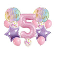 Pink Birthday Party Balloon Set, Includes 40inch Numbers 1-6 and 18inch Light Purple and Red Star-Shaped Foil Balloons, Suitable for Birthday, Wedding, and Other Party Decorations and Celebration Photo Props