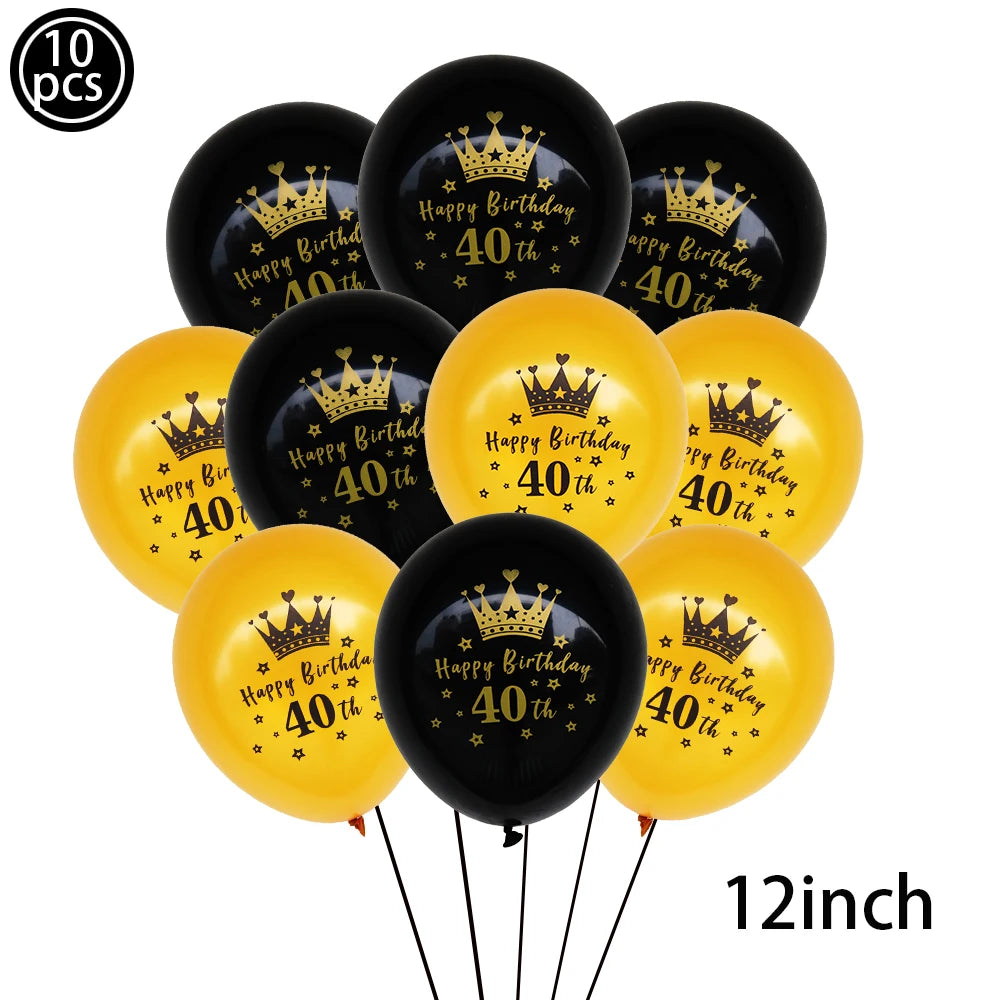40th Birthday Party Gold Black Birthday Number Paper Box Banner Balloons Birthday Party 40 Year Old Birthday Party Decoration