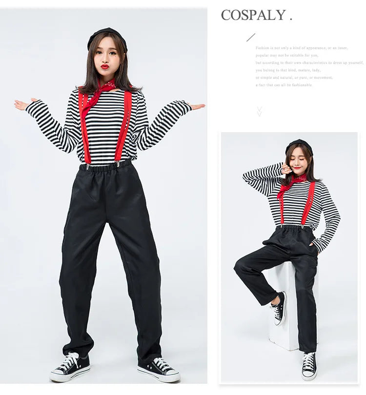 Mime Actors, Couples, Clown Costumes, Men and Women's Game Costumes, Japanese Halloween Comical Performance Costumes, JUPAOPAO - Big Tim's Magic Emporium