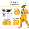 Movie The Mask Cosplay Yellow Uniform with Hat Green Mask Halloween Carnival Party Clown Props Costume - Big Tim's Magic Emporium