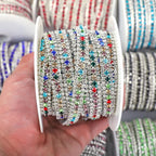 The Stardust Triple Crown – 3-Row Glass Crystal Rhinestone Cup Chain Trim