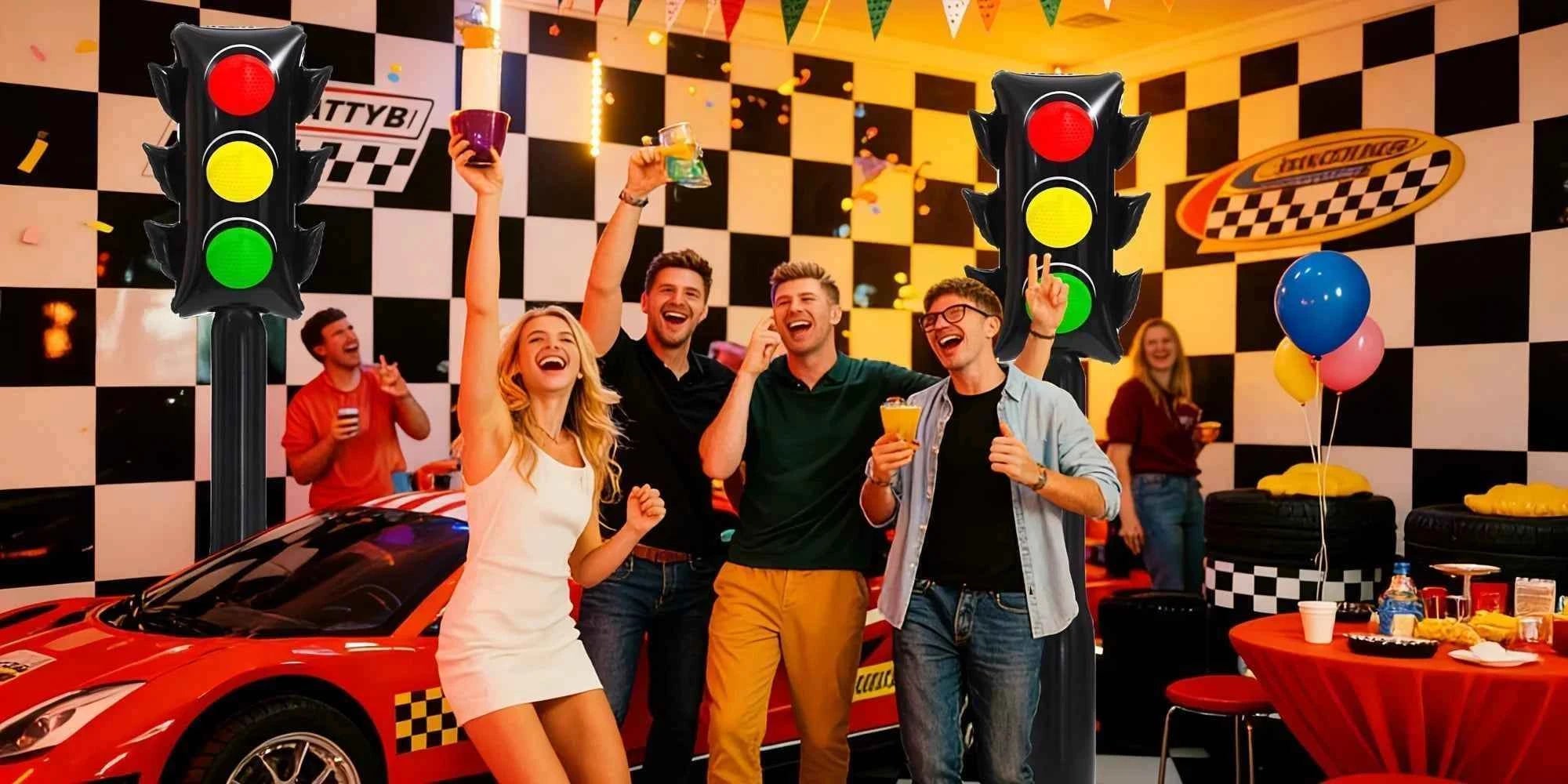 1 59-inch Inflatable PVC Traffic Light Balloon Racing Birthday Party Decor Traffic Light Balloon Vehicle Birthday Party Supplies
