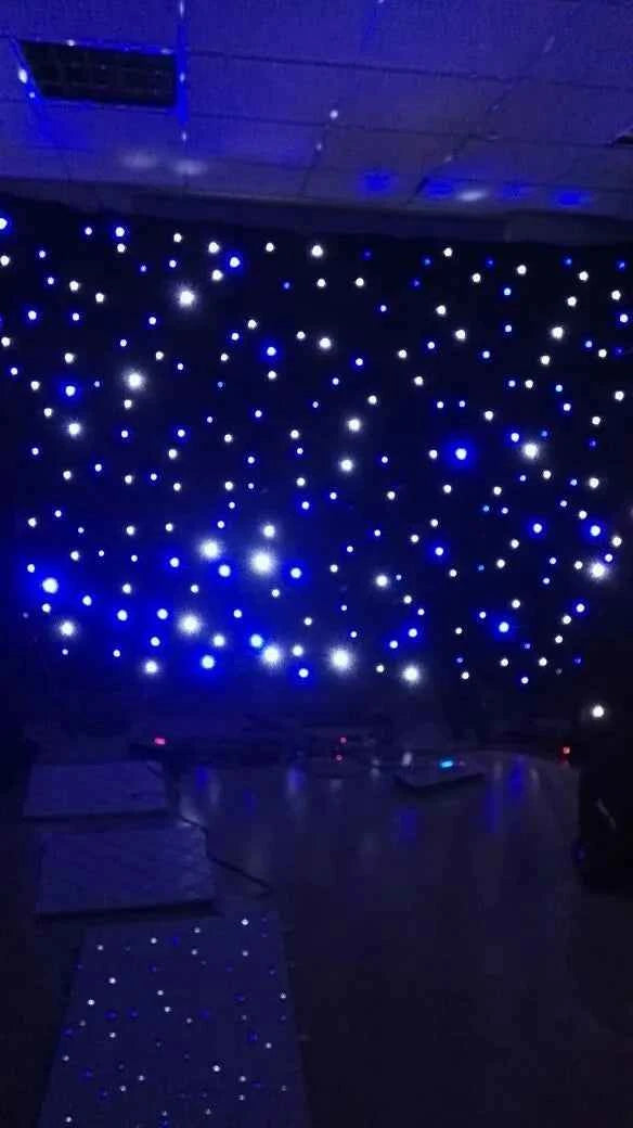 Stage Backdrop LED Blue&White 3x4meter Star Curtain for Wedding Stage Show Background