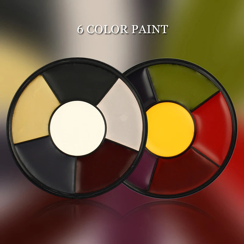 6 Colors Water-soluble Face Body Paint Palette Non-toxic Safe Tattoo Painting Face Painting Halloween Cosplay Makeup Props