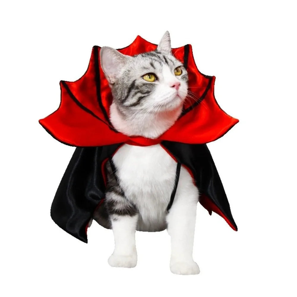 Bat Transformation Halloween Pet Costume Stand-collar Comfortable Cat Cosplay Cloak Bow Soft Fabric Small Dog Knight Cape Party