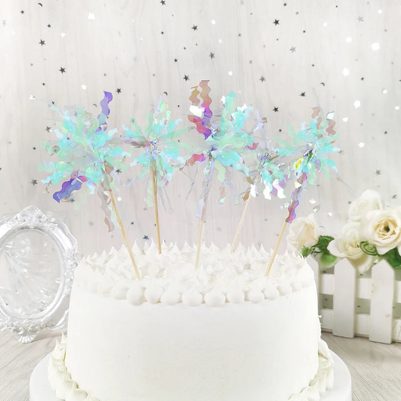 20pcs Happy Birthday Glitter Cake Topper Colorful Fireworks Tassels Cupcake Topper Wedding Baby Shower Baking Dessert Cake Decor