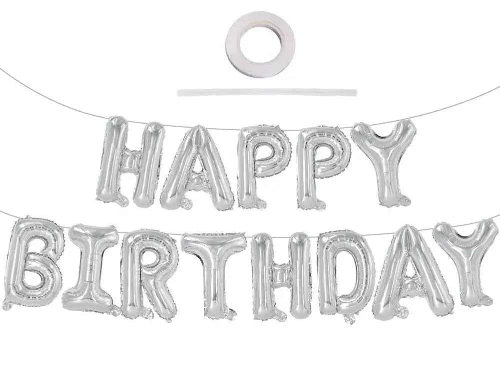 Gold Blue Happy Birthday Balloon 16Inch Foil Letters Birthday Sign Banner Bunting for Girls Boys Kids Adults Birthday Decoration