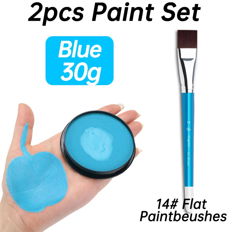 2pcs Water Based Paint Set for Halloween Makeup with Brushe for Clown,Makeup,Cosplay,Party,Theater - Big Tim's Magic Emporium