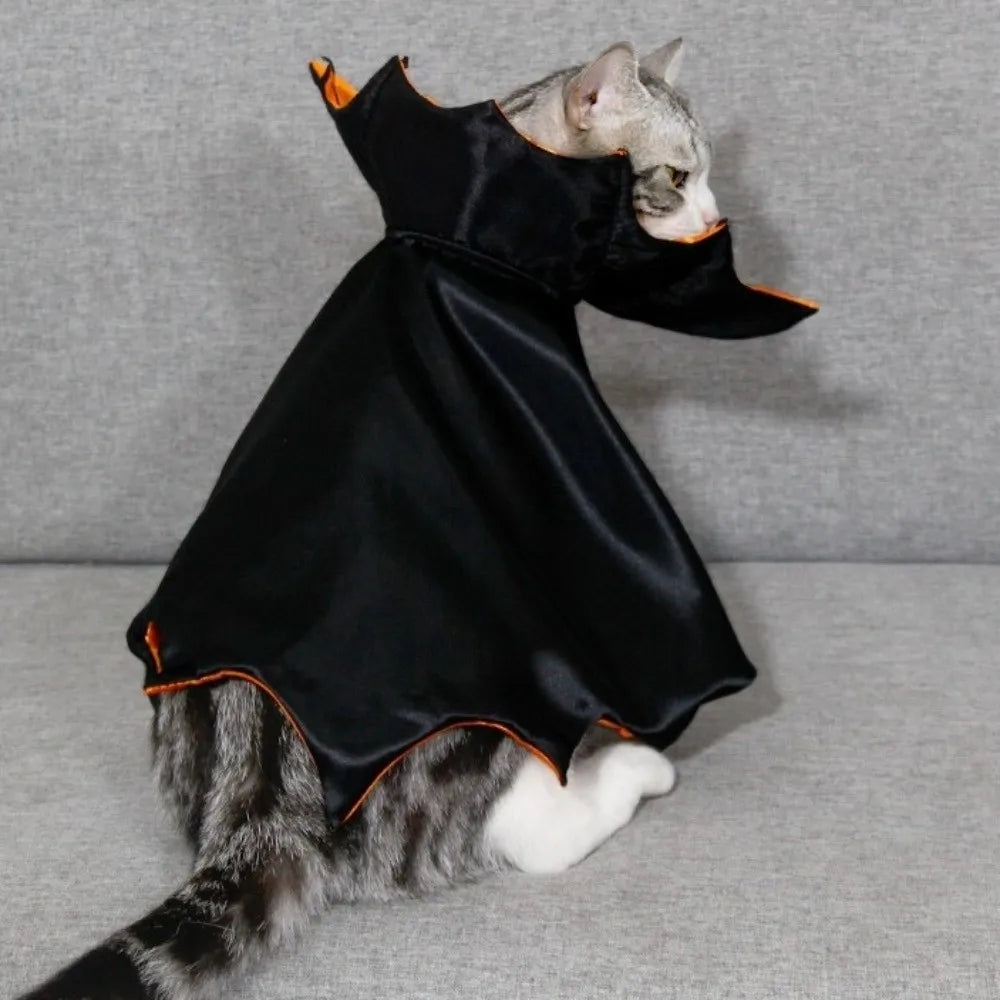 Bat Transformation Halloween Pet Costume Stand-collar Comfortable Cat Cosplay Cloak Bow Soft Fabric Small Dog Knight Cape Party