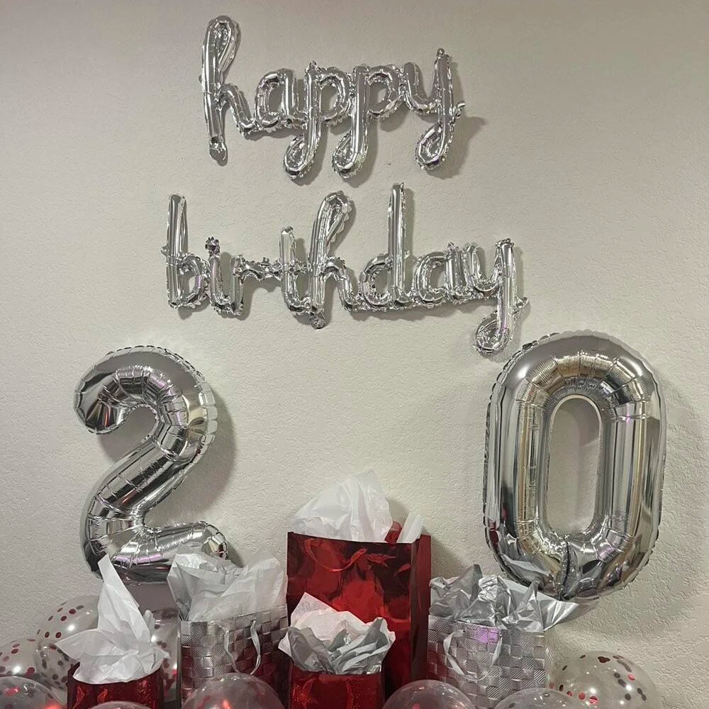 2pcs/Pack Black Pink Happy Birthday Balloons Aluminum Foil Party Decorations DIY Home Accessories for Birthday Celebrations